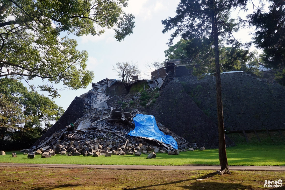 Château de Kumamoto, remparts écroulées