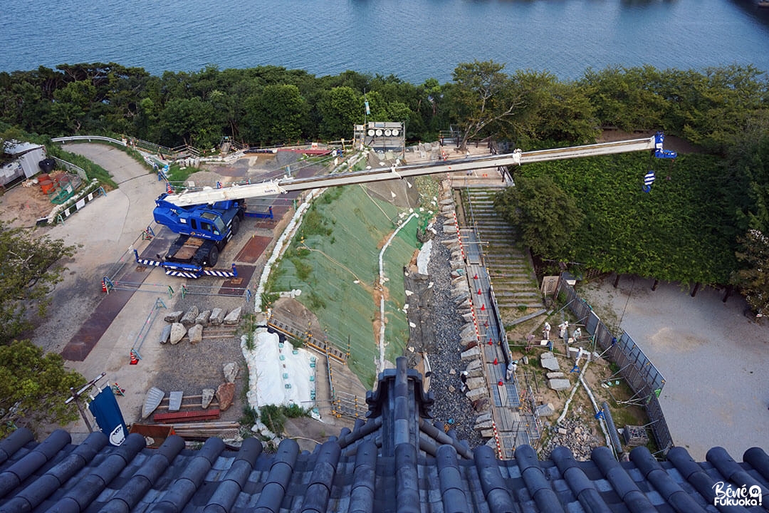 Travaux des remparts du château de Karatsu