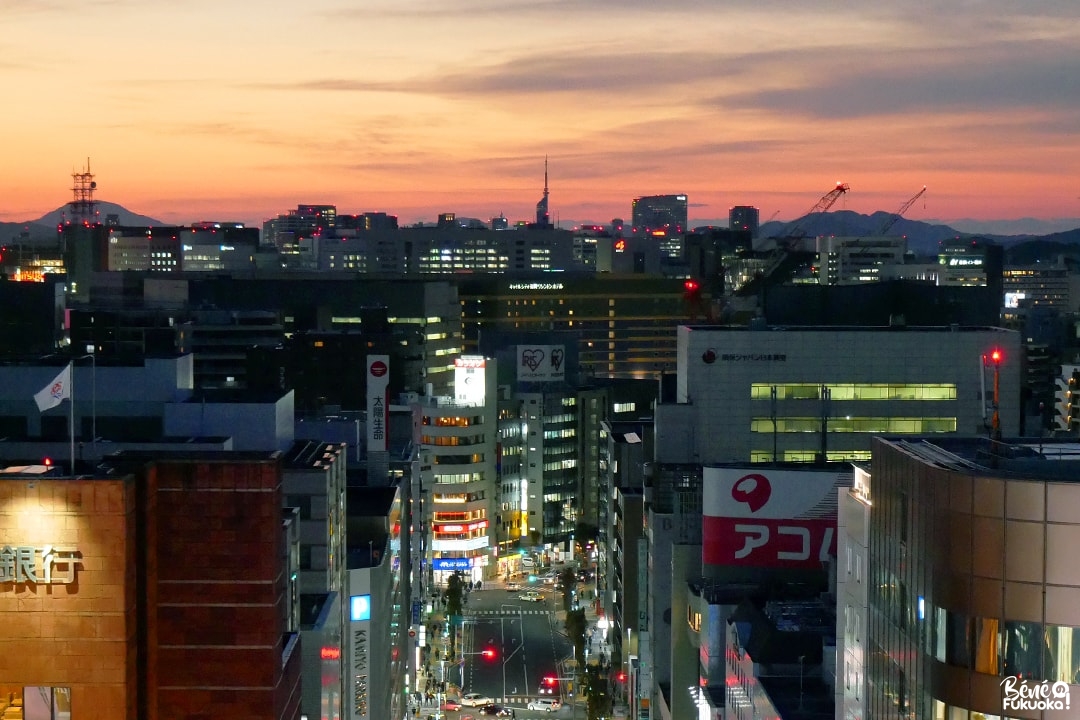 Vue sur Fukuoka depuis l'observatoire Tsubame Hiroba au 11ème étage de la gare de Hakata, Fukuoka