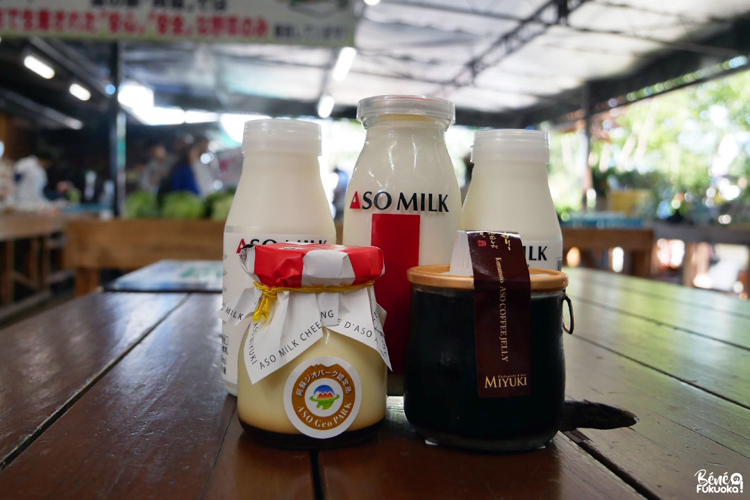 Produits fait avec du lait des vaches d'Aso, Kumamoto