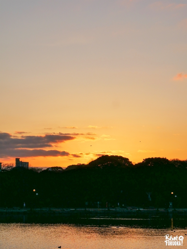Premier lever de soleil de l'année au parc Ôhori, Fukuoka