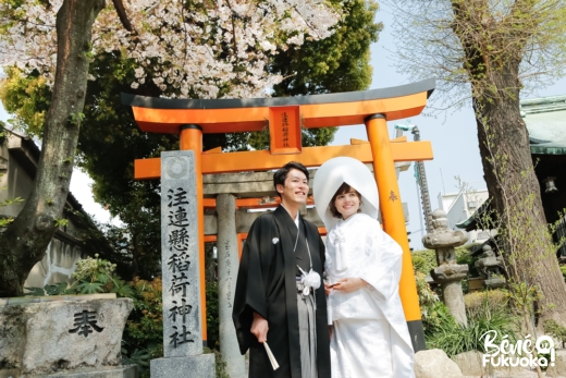 Mariage franco-japonais au sanctuaire Kushida de Fukuoka