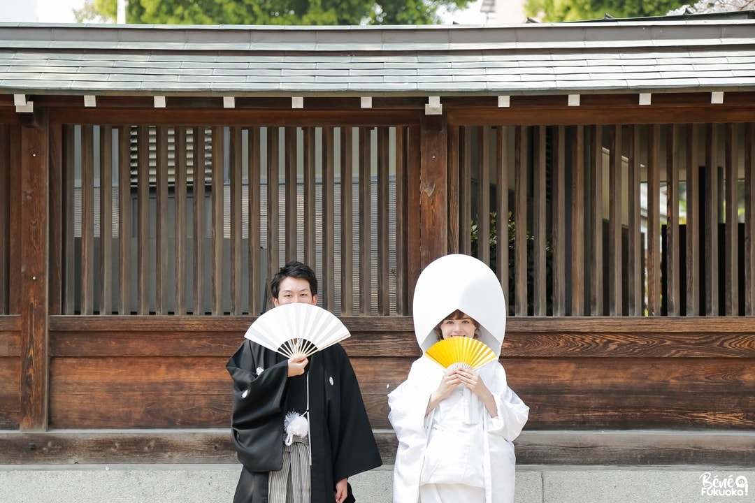 Mariage franco-japonais au sanctuaire Kushida de Fukuoka