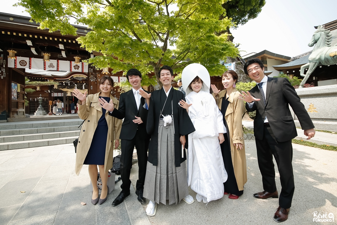 Mariage franco-japonais au sanctuaire Kushida de Fukuoka